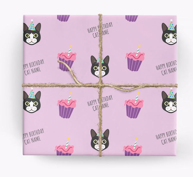 'Happy Birthday (Cupcakes)' - Personalized {breedFullName} Wrapping Paper